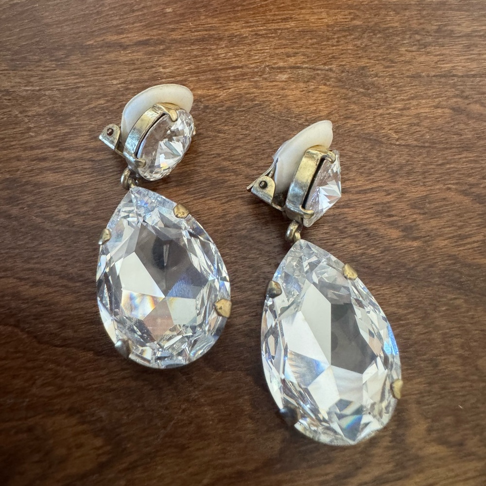 Roxanne Assoulin  Crystal Teardrop Clip-On Earrings